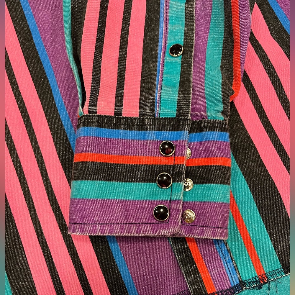 Vintage Wrangler 90’s Striped Western Shirt Men’s Size 17-35 - Picture 3 of 5